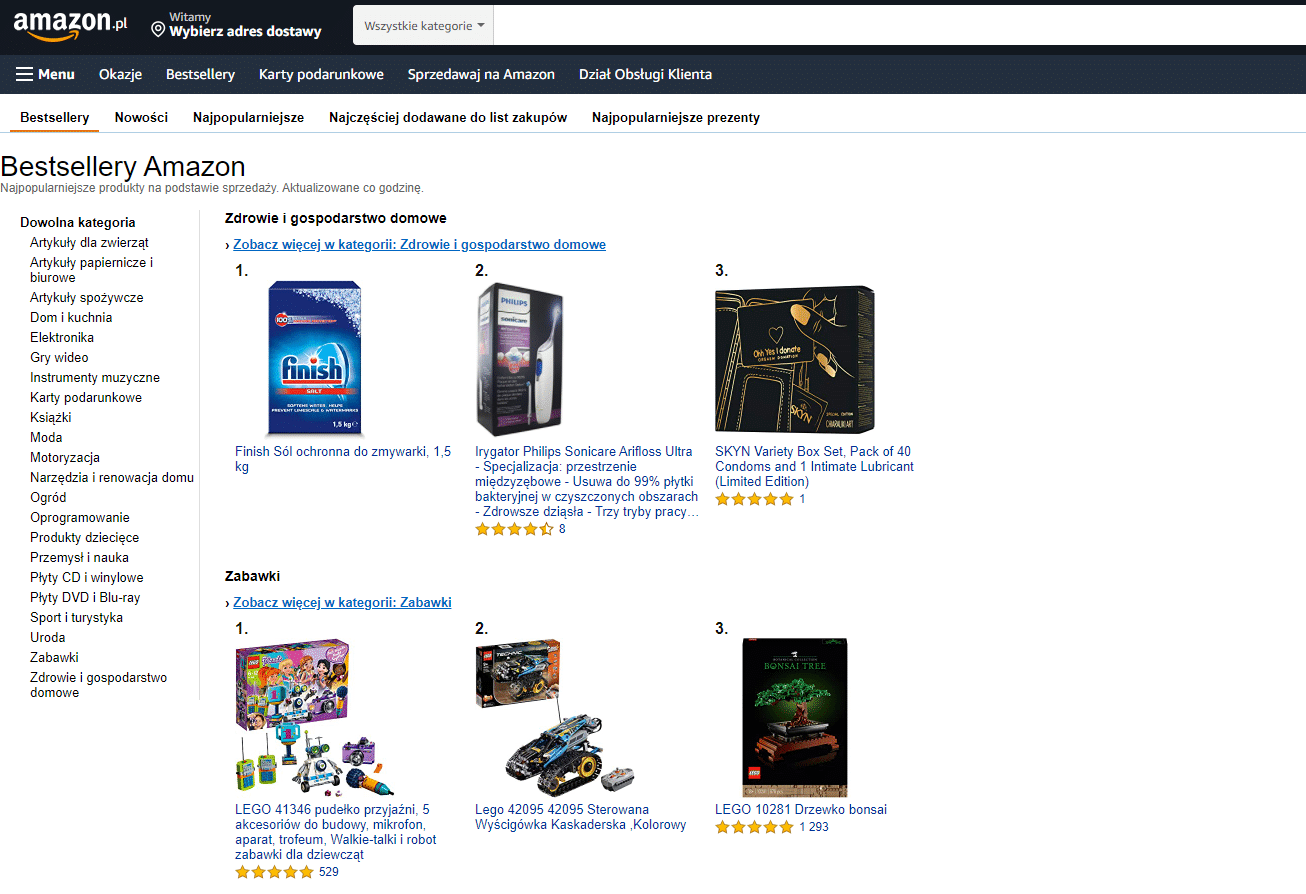 bestsellery Amazon produkty